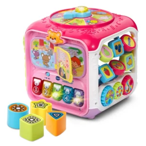 Sort and Discover Activity Cube, Great Toy for Infant, Pink